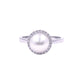 anello in oro bianco 18 carati con perla e diamanti a contorno di mirco visconti