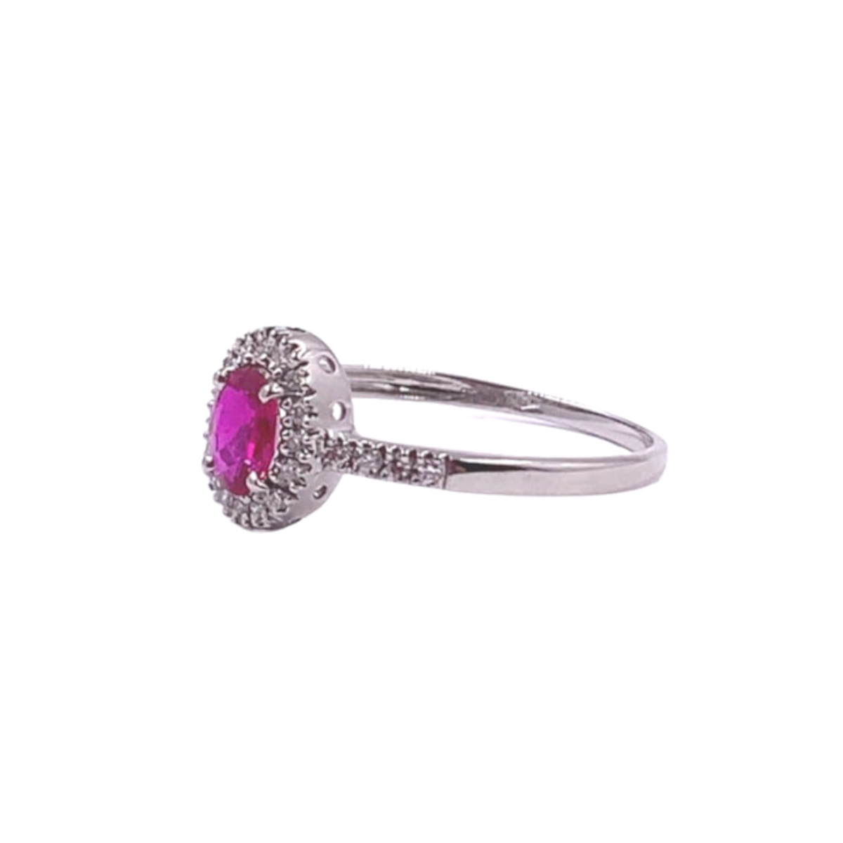 White Gold Woman Ring Diamonds and Ruby