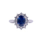 anello zaffiro e diamanti stile classico oro 18 carati bianco zaffiro 1,53 ct e diamanti 0,50 ct. fatto a mano in Italia