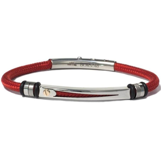 Bracciale Uomo Borsari Acciaio Poliestere Rosso NAUTICO048