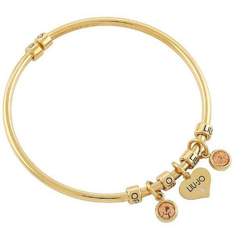 Liu Jo Bijoux Rigid Golden Steel Bracelet Heart Pendants LJ1643