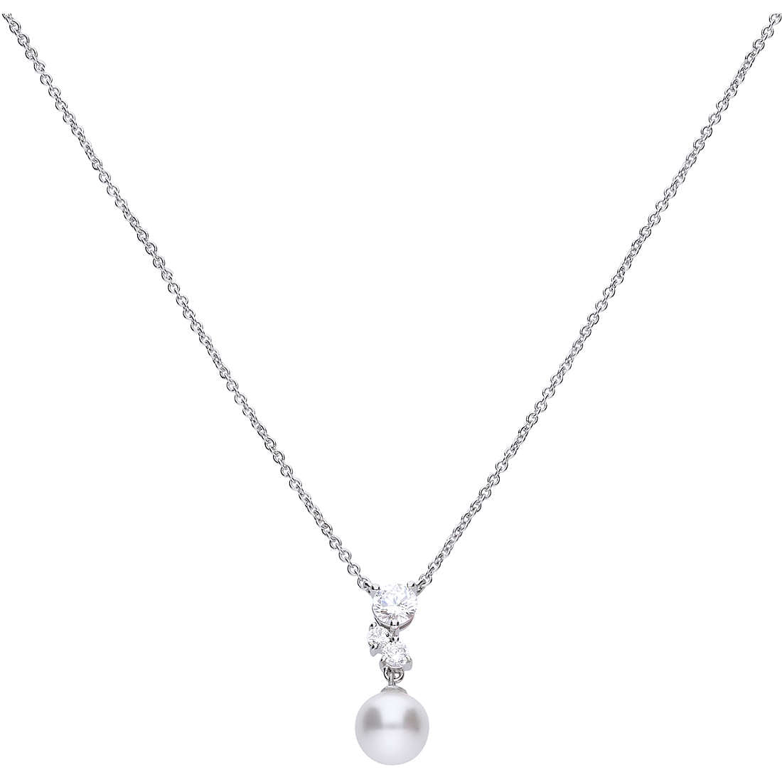 Diamondfire Bridal Pearl Silver Necklace