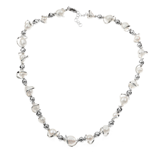 Women's Necklace Silver Pearls Athena Clouds MPCN5317