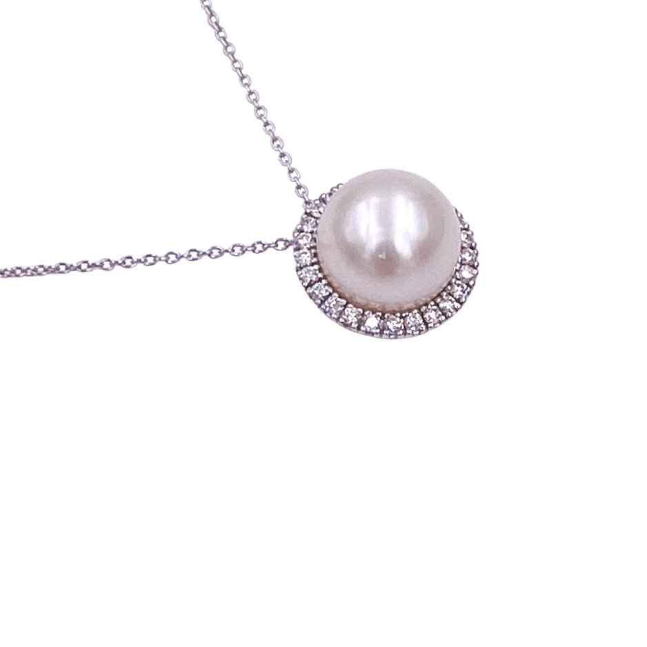 collana perla e diamanti mirco viscontioro bianco 18 carati