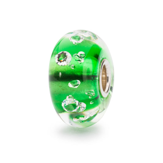 Trollbeads Green Diamond Glass and Silver Charm