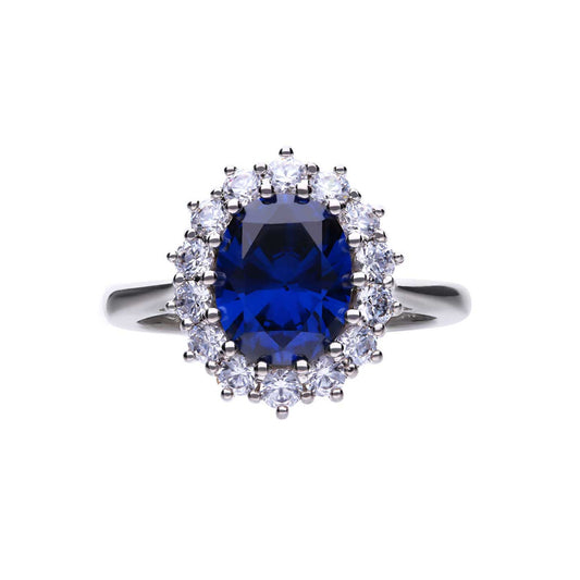 Diamonfire Ring Silver and Blue Zircon