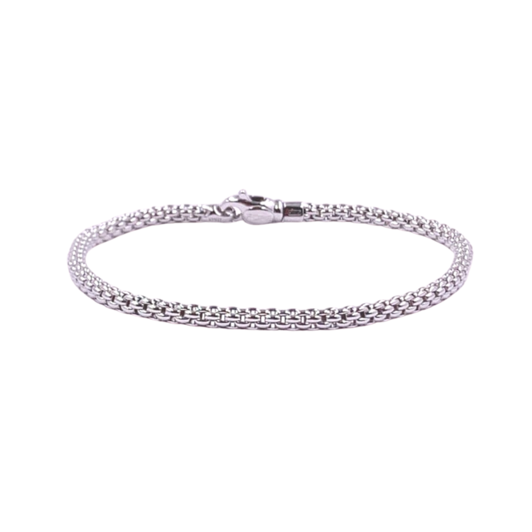 bracciale fope donna chiusura moschettone maglia novecento iconica oro bianco 18 carati manifattura artigianale alta gioielleria