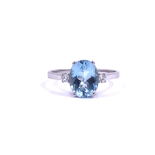 Anello Mirco Visconti Oro Bianco Diamanti e Acquamarina