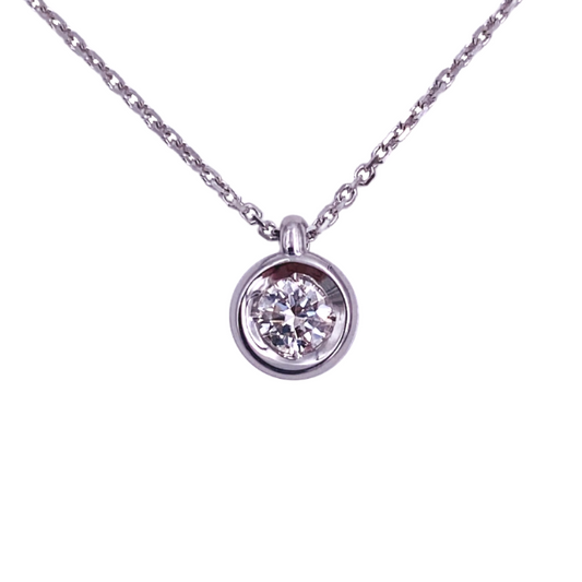 collana donna punto luce wdg d luce oro bianco 18 carati e diamante. Montatura a ciopollina, castone a notte.