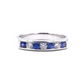 riviere anello mirco visconti con zaffiri blu e diamanti bianchi e oro bianco 18 carati. modello riviere a binario ct 0,30