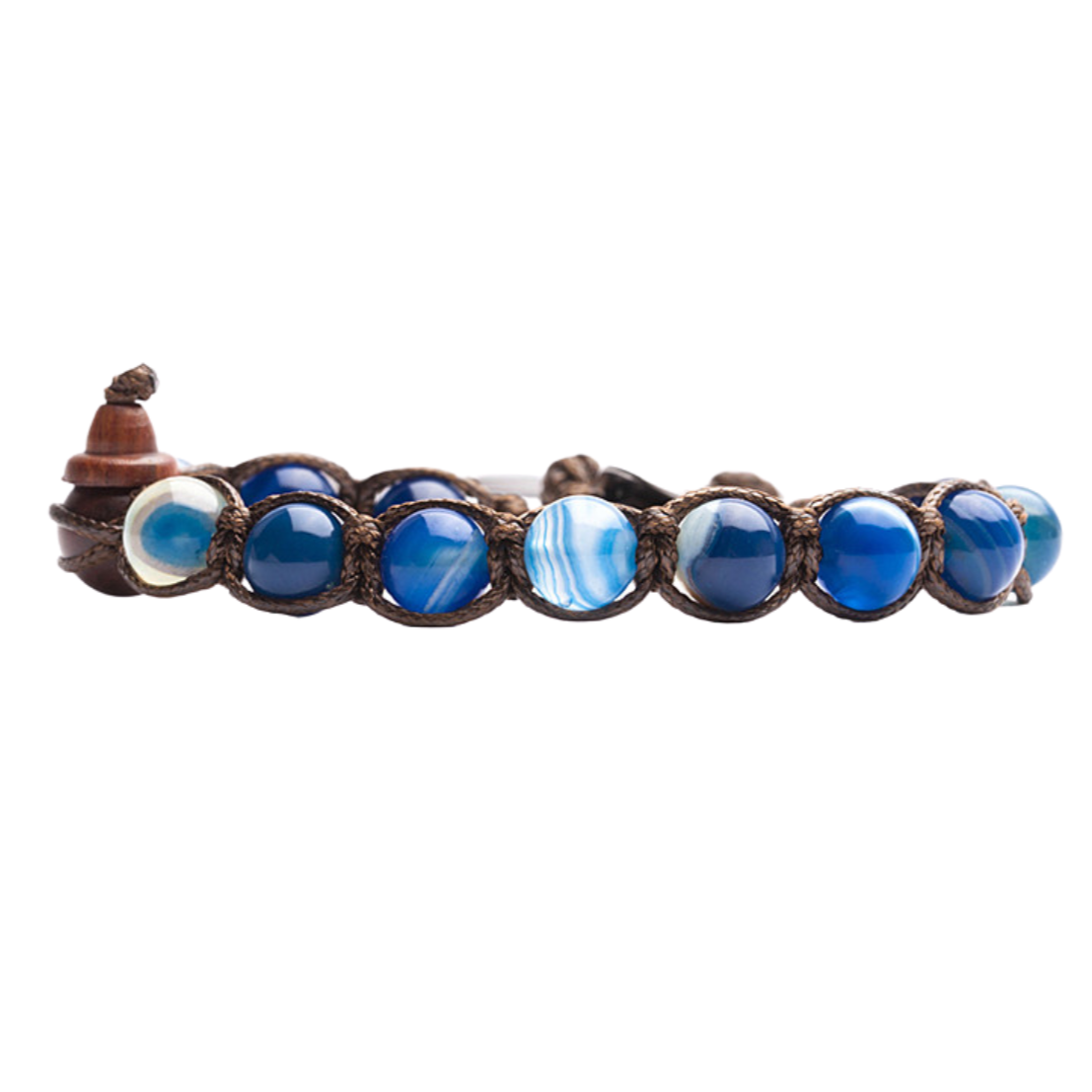 Bracciale Donna Uomo Tamashii Agata Blu Striata Pietre Dure